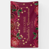 Rote Rose Gold Stars Quinceañera Willkommen Banner (Vertikal)