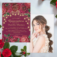 Rote Rose Gold String Light Star Foto Quinceañera