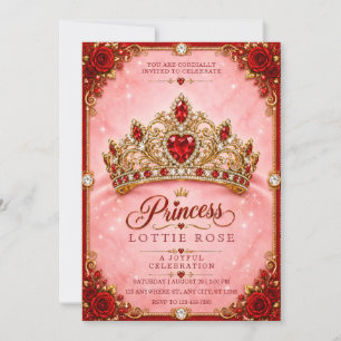 Rote Rose Goldene Krone Prinzessin Geburtstagseinl Einladung