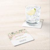 Rote Rose Goldmedaille Glitzer Eukalyptus Hochzeit Rechteckiger Pappuntersetzer (Vor Ort)