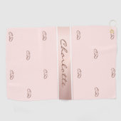 Rote Rose Goldmonogramm-Initialen Golfhandtuch (Horizontal)