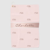Rote Rose Goldmonogramm-Initialen Golfhandtuch (Vorderseite)