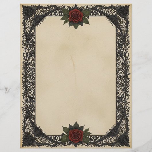 Rote Rose Goth Briefbogen (Vorderseite)