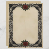 Rote Rose Goth Briefbogen (Vorne/Hinten)