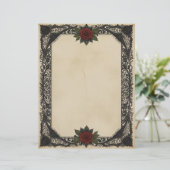 Rote Rose Goth Briefbogen (Stehend Vorderseite)
