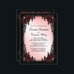 Rote Rose Gothic 16 . Geburtstag Iron Gate Pink Einladung<br><div class="desc">Schöne tiefe rote Rose mit Namen und Datum. Bitte verdreifachen Sie den Karo vor dem Kauf</div>