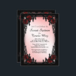 Rote Rose Gothic 16 . Geburtstag Iron Gate Pink Einladung<br><div class="desc">Schöne tiefe rote Rose mit Namen und Datum. Bitte verdreifachen Sie den Karo vor dem Kauf</div>