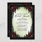 Rote Rose Gothic Brautparty mit Registrierungsinfo Einladung (Vorne/Hinten)