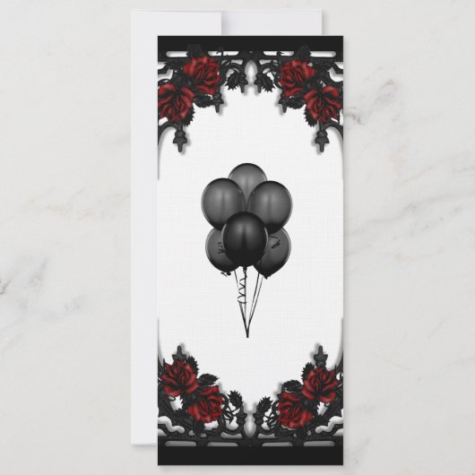 Rote Rose Gothic Brautparty White Einladung (Rückseite)