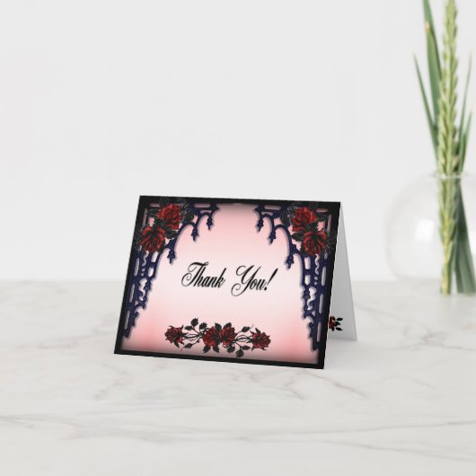 Rote Rose Gothic Danke, dass du im Innern verblass Dankeskarte (Vorderseite)