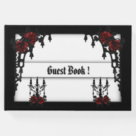 Rote Rose Gothic Guest Book White Gästebuch