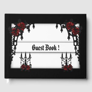Rote Rose Gothic Guest Book White Gästebuch