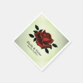 Rote Rose Gothic Names Date Green Wedding Napkins Serviette (Ecke)