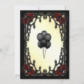 Rote Rose Gothic Quinceañera Iron Gate Gelb Einladung (Rückseite)