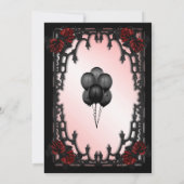 Rote Rose Gothic Quinceañera Iron Gate Pink Einladung (Rückseite)