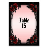 Rote Rose Gothic Tischnummer (Vorderseite)