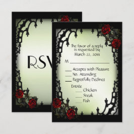 Rote Rose Gothic UAWG Green Menü Auswahl RSVP Karte