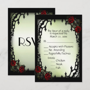 Rote Rose Gothic UAWG Green Menü Auswahl RSVP Karte