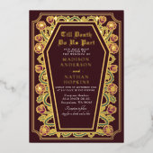 Rote Rose Gothic Wedding All in one Folieneinladung (Vorderseite)