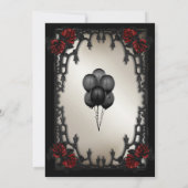 Rote Rose Gothic Wedding Brautparty Antique Gold Einladung (Rückseite)