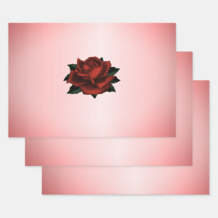 Rote Rose Gothic Wedding Geschenkpapier Set