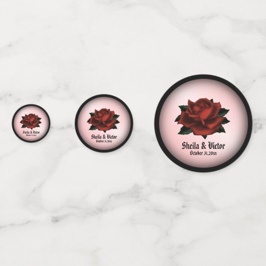 Rote Rose Gothic Wedding Personal Konfetti (Vorderseiten)