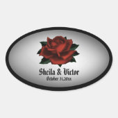 Rote Rose Gothic Wedding Personal Oval Sticker (Vorderseite)