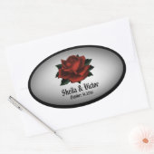 Rote Rose Gothic Wedding Personal Oval Sticker (Umschlag)