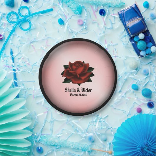 Rote Rose Gothic Wedding Personal Pappteller (Party)