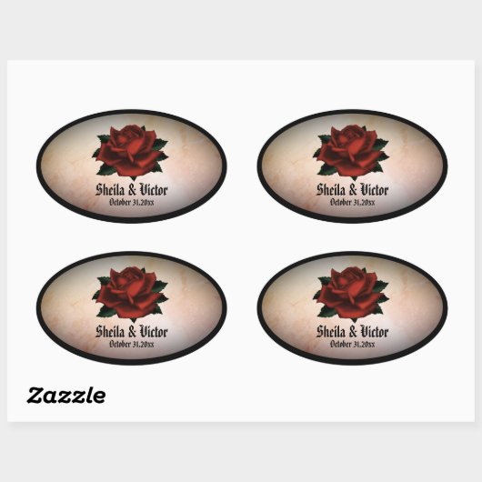 Rote Rose Gothic Wedding Personal Peach Stickers (Blatt)