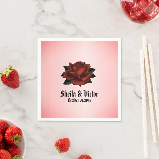 Rote Rose Gothic Wedding Personal Serviette (Beispiel)