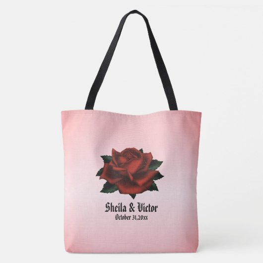 Rote Rose Gothic Wedding Personal Tasche (Rückseite)
