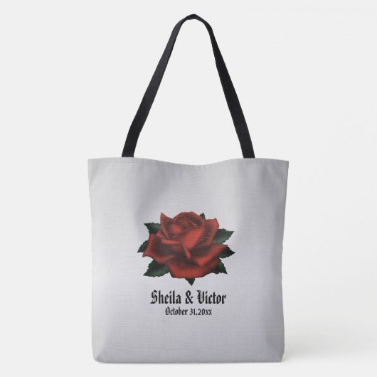 Rote Rose Gothic Wedding Personal Tote Bag Tasche (Rückseite)