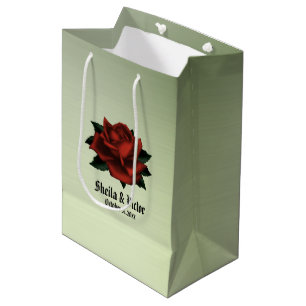 Rote Rose Gothic Wedding Personalisiert Mittlere Geschenktüte