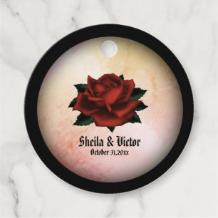 Rote Rose Gothic Wedding Personalisiert Peach Geschenkanhänger