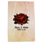 Rote Rose Gothic Wedding Personalisiert Peach Mittlere Geschenktüte (Vorderseite)