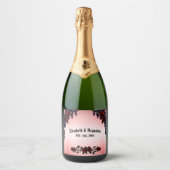 Rote Rose Gothic Wedding Personalisiert Sparkling Schaumweinetikett (Vorderseite)