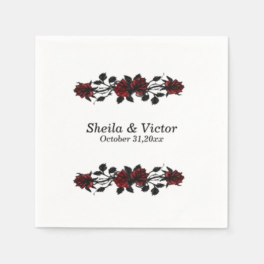 Rote Rose Gothic Wedding Serviette (Vorderseite)