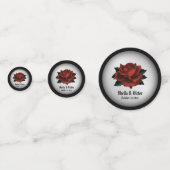 Rote Rose Gothic Wedname and Date Konfetti (Rückseiten)