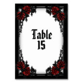 Rote Rose Gothic White Tischnummer (Rückseite)