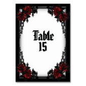 Rote Rose Gothic White Tischnummer (Vorderseite)