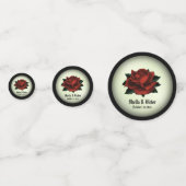 Rote Rose Gotische Hochzeitnamen und Datum Grün Konfetti (Rückseiten)