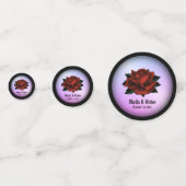 Rote Rose Gotische Hochzeitnamen und Datum Lila Konfetti (Rückseiten)