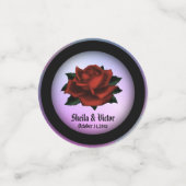 Rote Rose Gotische Hochzeitnamen und Datum Lila Konfetti (Klein Vorderseite)