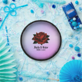 Rote Rose Gotische Hochzeitnamen und Datum Lila Pappteller (Party)