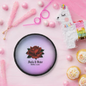 Rote Rose Gotische Hochzeitnamen und Datum Lila Pappteller (Party)