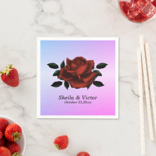 Rote Rose Gotische Namen Datum Lila Hochzeit Napki Serviette