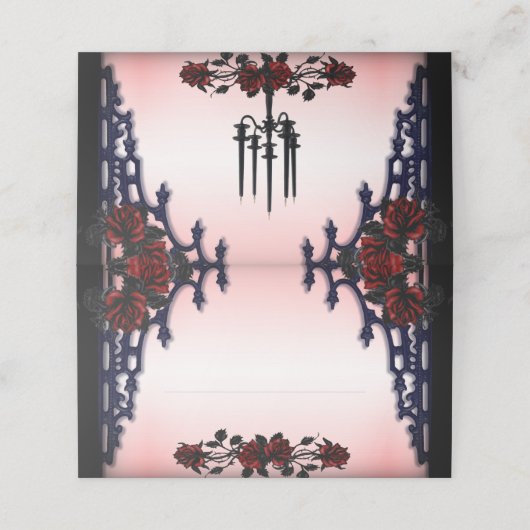 Rote Rose Gotische Platzkarte (Außenseite Aufgefaltet)