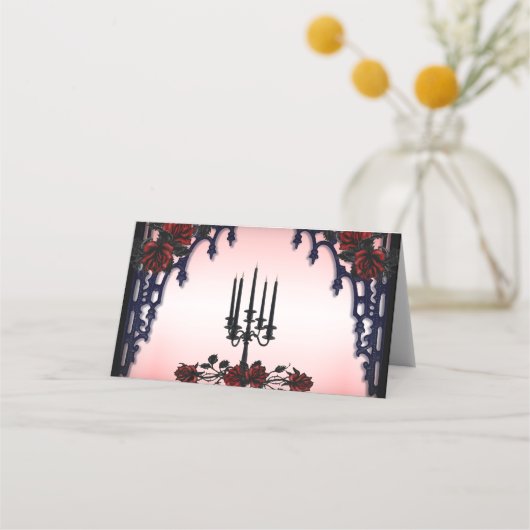 Rote Rose Gotische Platzkarte (Rückseite)