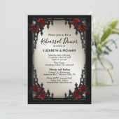 Rote Rose Gotische Probe Abendessen Eiserne Tor Einladung (Stehend Vorderseite)